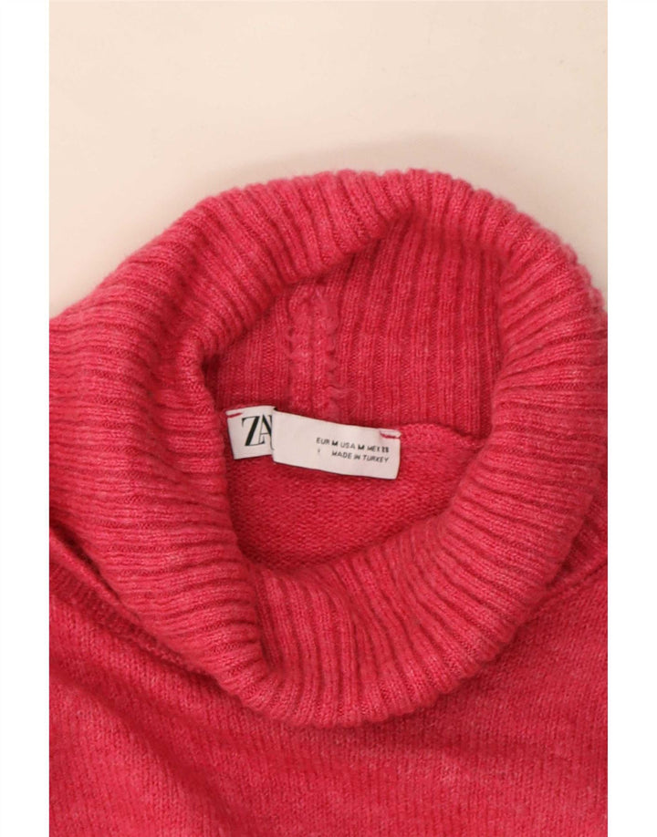 Zara Pull court surdimensionné à col roulé pour femme UK 14 Rose moyen