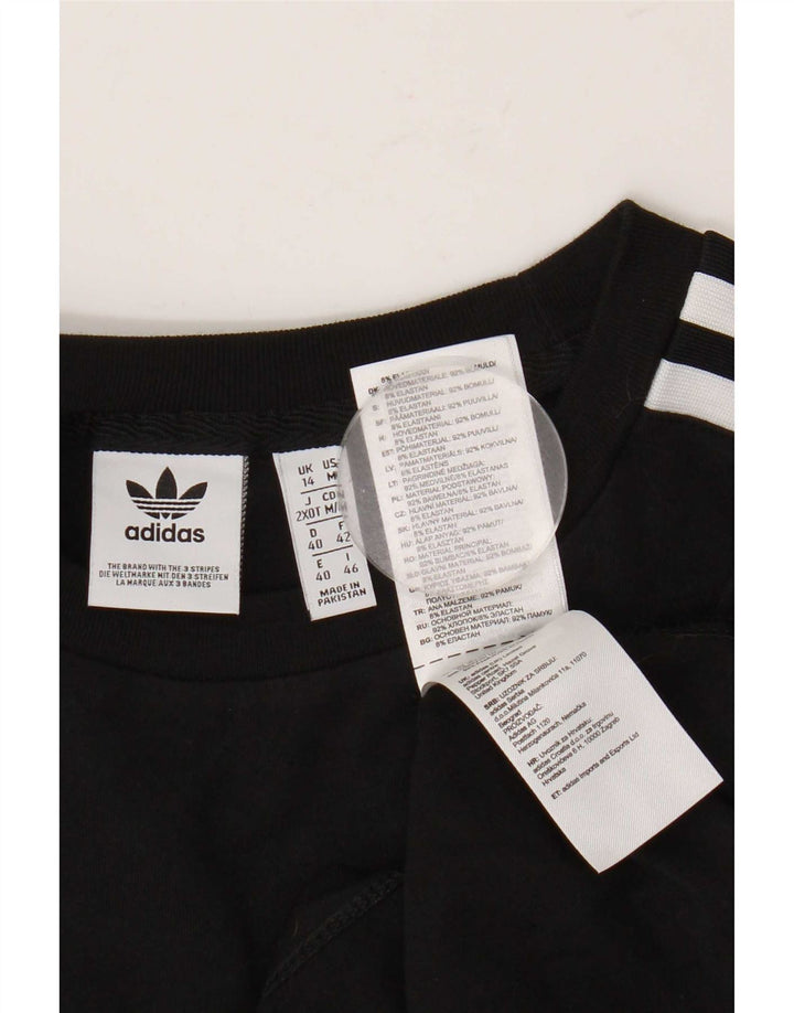 Adidas T-Shirt Femme Top UK 14 Coton Noir Moyen