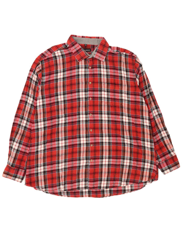 Bernd Berger Chemise en flanelle coupe moderne pour homme 3XL en coton à carreaux rouge