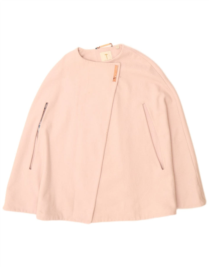 Ted Baker Manteau Cape Oversize Femme UK 10 Petite Laine Rose