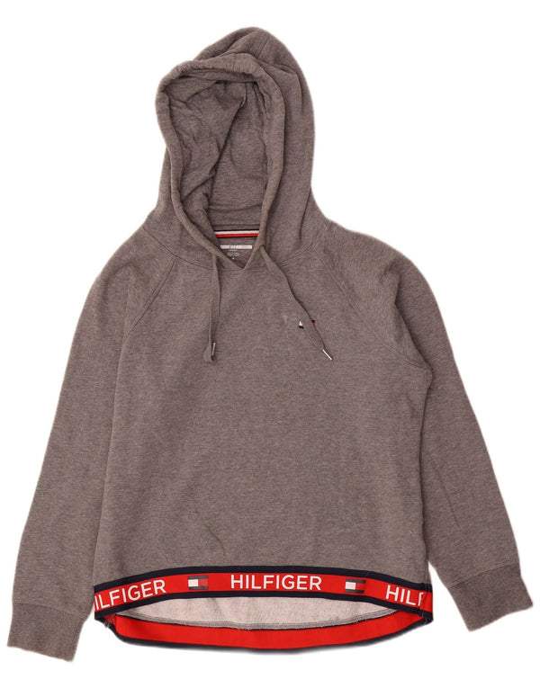 Tommy Hilfiger Pull à capuche graphique pour femme UK 14 Gris moyen Colourblock