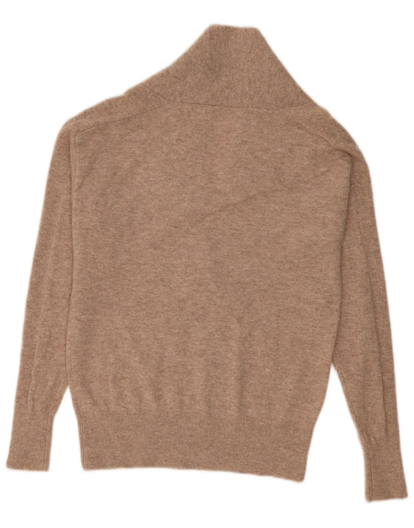 vintage Femmes Châle Cou Jumper Pull UK 14 Cachemire Beige Moyen