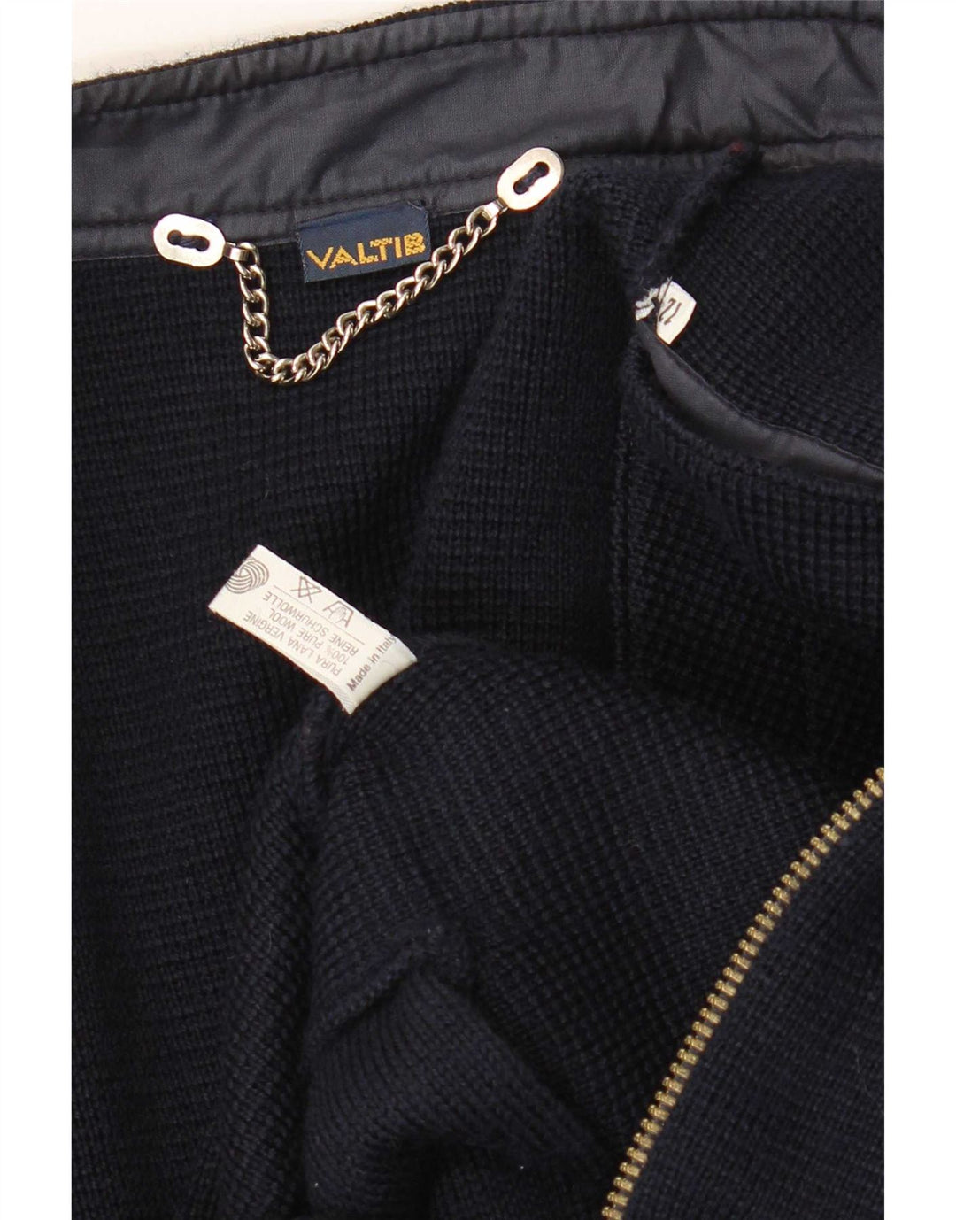 vintage Femme Cardigan Pull UK 12 Moyen Marine Bleu Nouvelle Laine