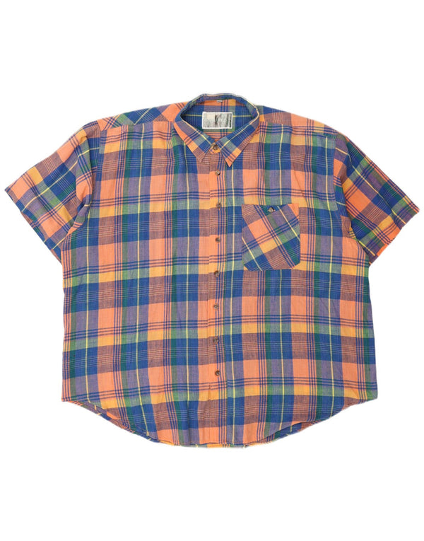 vintage Mens Regular Fit Shirt Taille 45/46 2XL Coton à carreaux multicolores