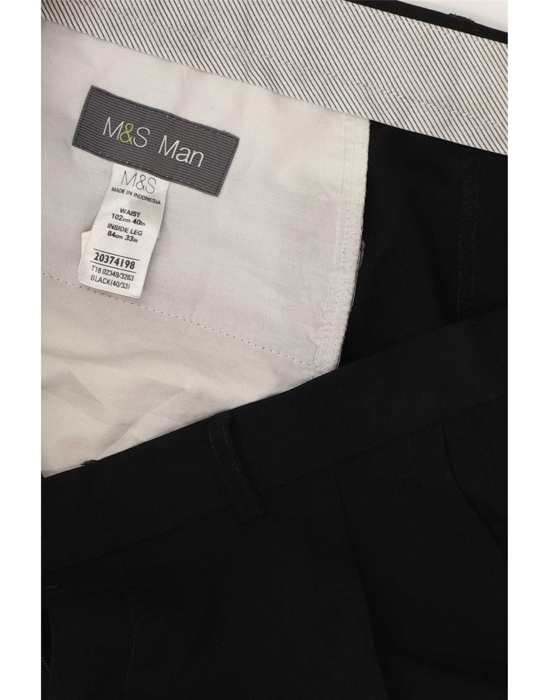 Marks & Spencer Pantalon de costume pour homme W40 L33 Noir Polyester
