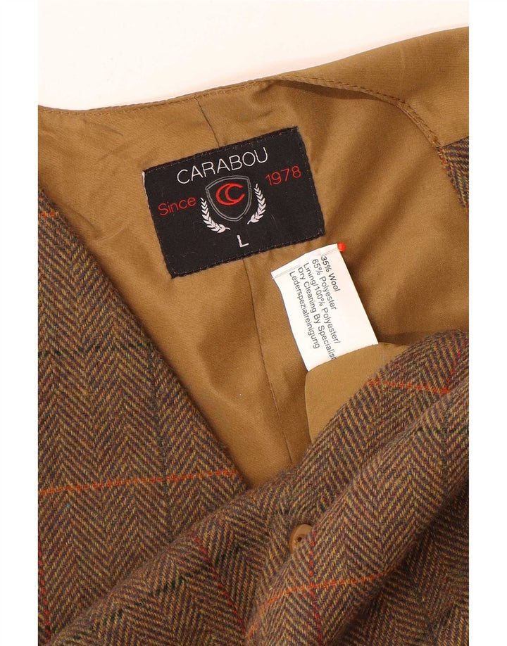 Carabou Gilet Homme Grand Carreau Marron Laine