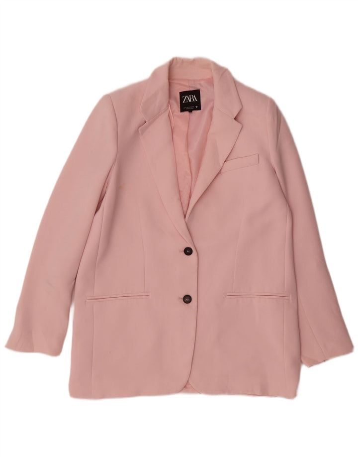 Zara Veste Blazer 2 Boutons Femme UK 10 Petit Rose Polyester