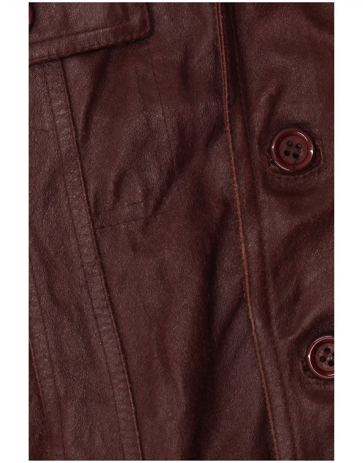 VINTAGE Veste blazer en cuir à 4 boutons pour homme IT 50 Grand cuir bordeaux