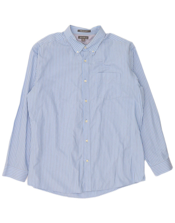 Eddie Bauer Chemise coupe classique pour homme XL en coton à fines rayures bleues