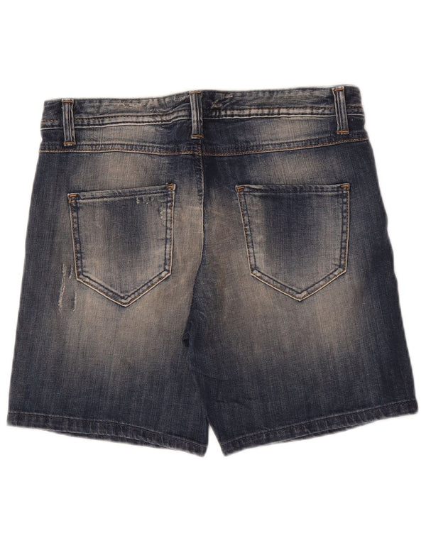 Benetton Short en jean vieilli pour femme IT 40 Small W30 Bleu Coton