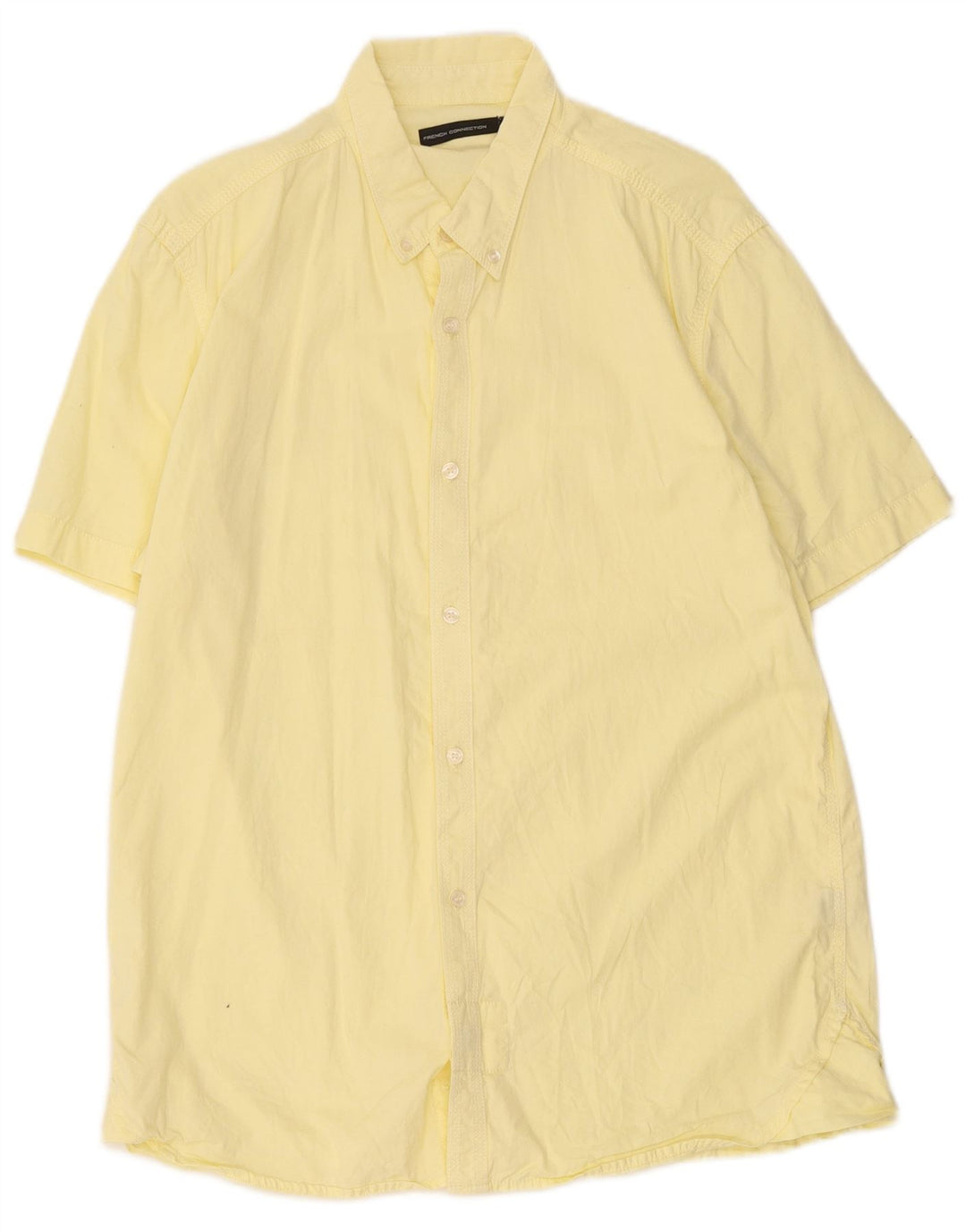 French Connection Chemise à Manches Courtes Homme Large Jaune Coton