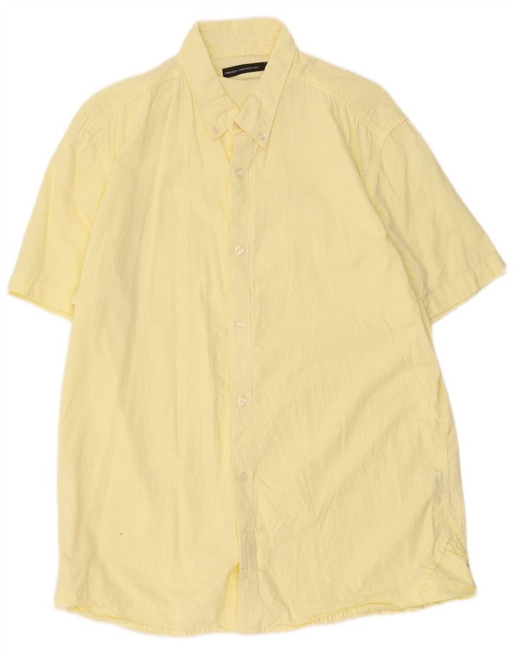 French Connection Chemise à Manches Courtes Homme Large Jaune Coton