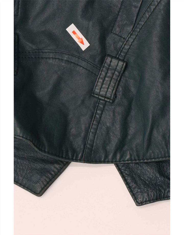 veste en cuir crop femme vintage EU 36 petit cuir vert