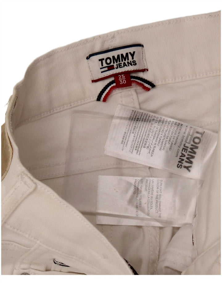 TOMMY HILFIGER Jean Skinny Taille Mi-Haute Femme W25 L25 Coton Blanc