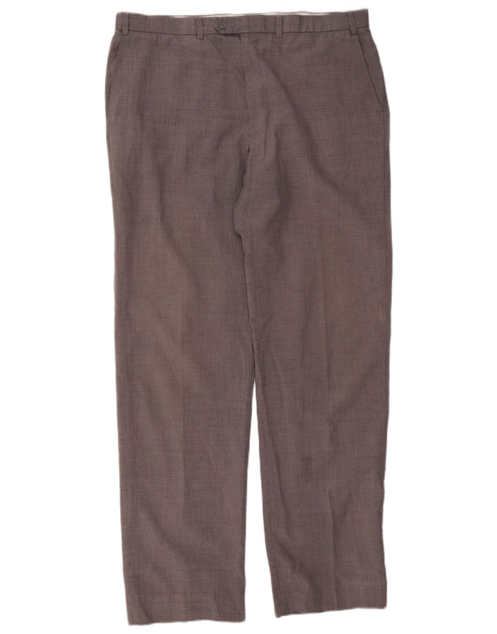 Marks & Spencer Pantalon de Costume Droit Homme W40 L35 Gris Polyester