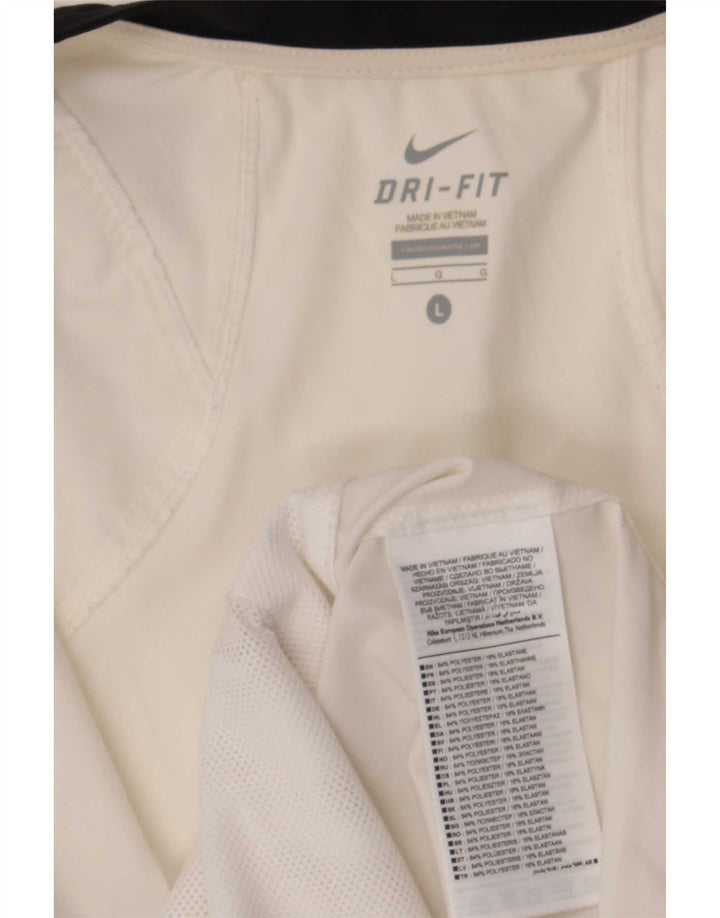 Nike Femme Dri Fit Survêtement Top Veste UK 16 Large Blanc Colorblock