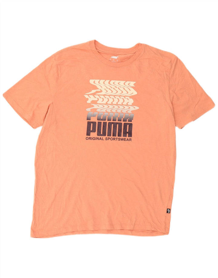 Puma T-shirt graphique pour homme, grand, orange, coton