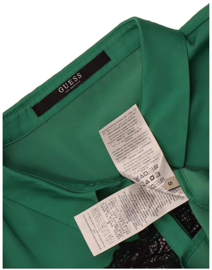 Guess Chemisier à manches courtes pour femme UK 10 Petit Vert Polyester