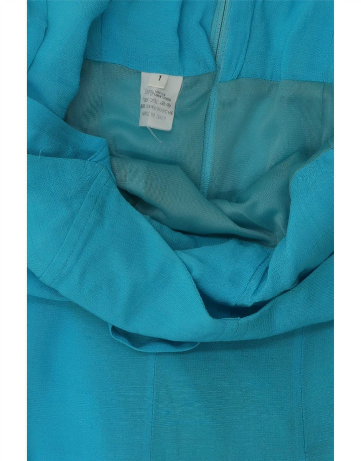 vintage Femme Combinaison sans manches UK 12 Lin bleu moyen