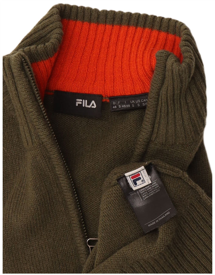 Fila Homme Pull Col Zippé Petit Kaki Laine
