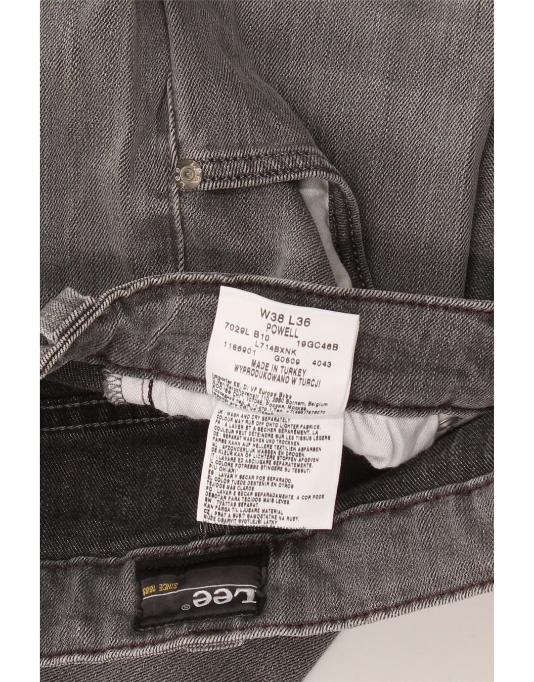 LEE Jean Slim Powell Homme W38 L28 Gris Coton