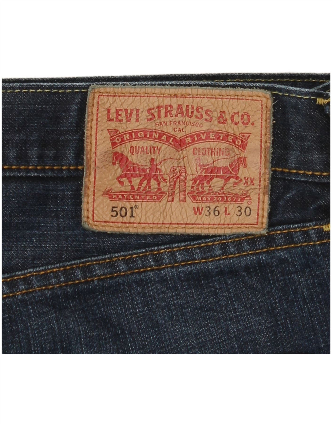 LEVI'S Jean Droit 501 Homme W36 L30 Bleu Marine Coton
