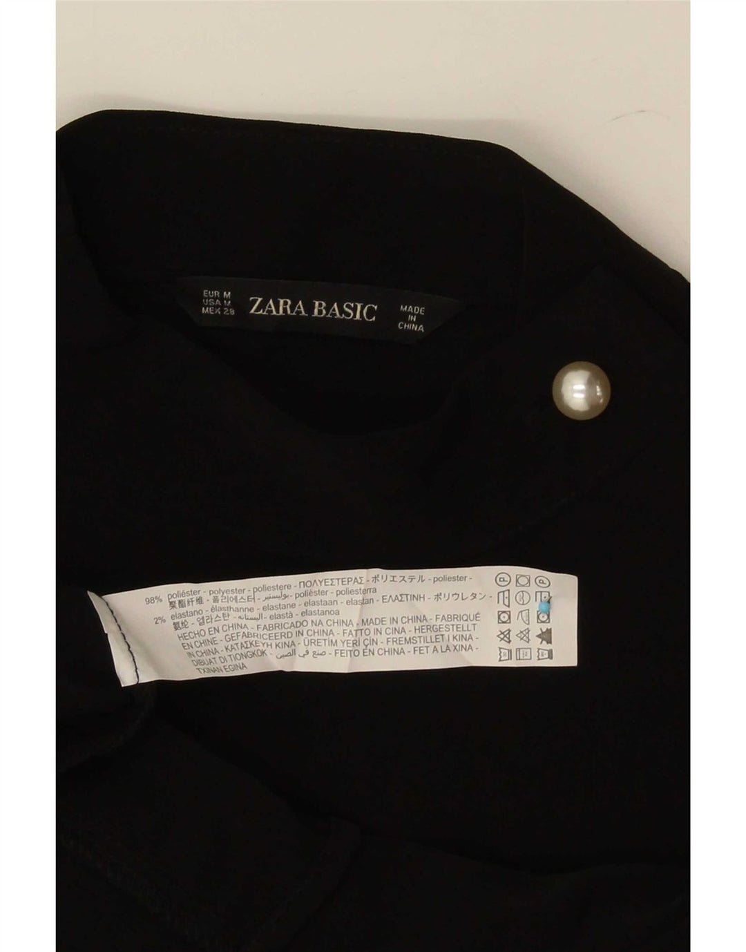 Zara Chemisier à manches longues pour femme UK 44 Polyester noir moyen