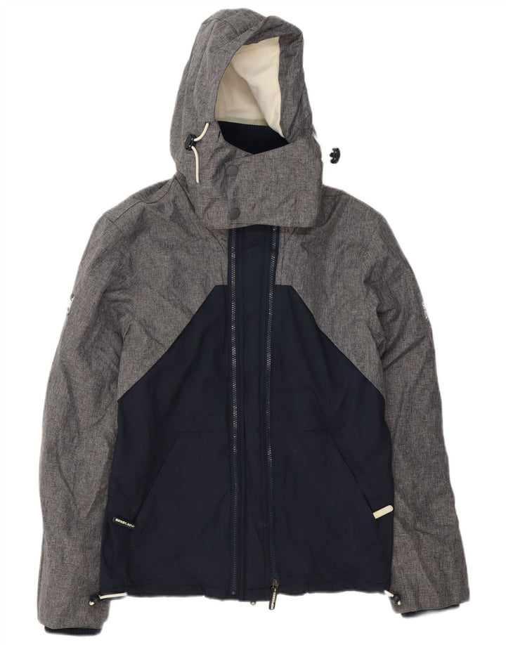 Superdry Veste coupe-vent à capuche pour homme UK 36 Small Gris Colorblock
