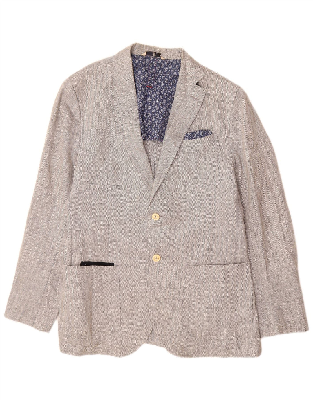 Massimo Dutti Veste Blazer 2 Boutons Homme EU 52 Grand Gris Chevrons