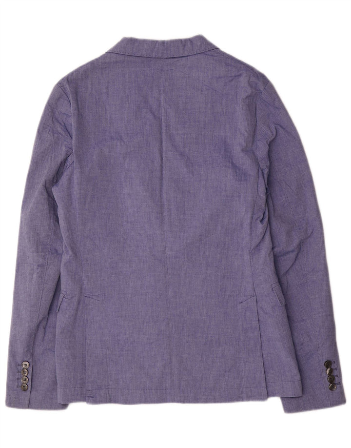 Zara Veste Blazer 2 Boutons Homme EU 48 Bleu Moyen Polyester