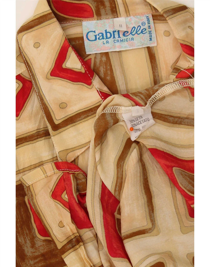 Gabrielle Chemisier à manches courtes pour femme UK 16 Grand beige patchwork en soie