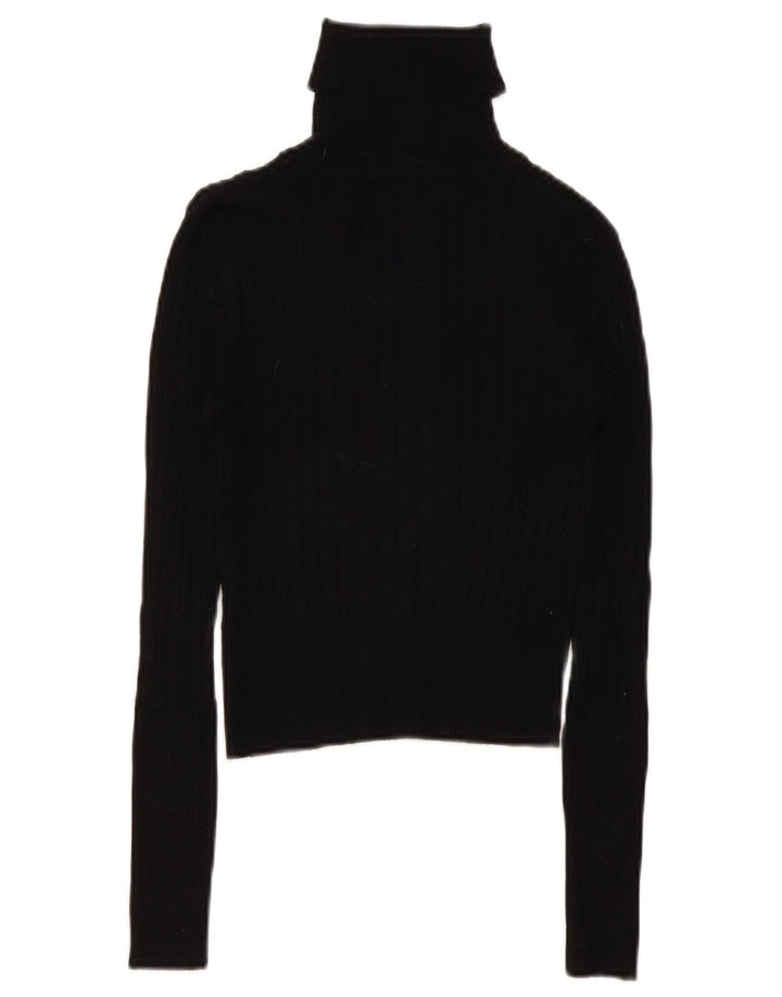 Zara Pull court à col roulé pour femme UK 12 Viscose noir moyen