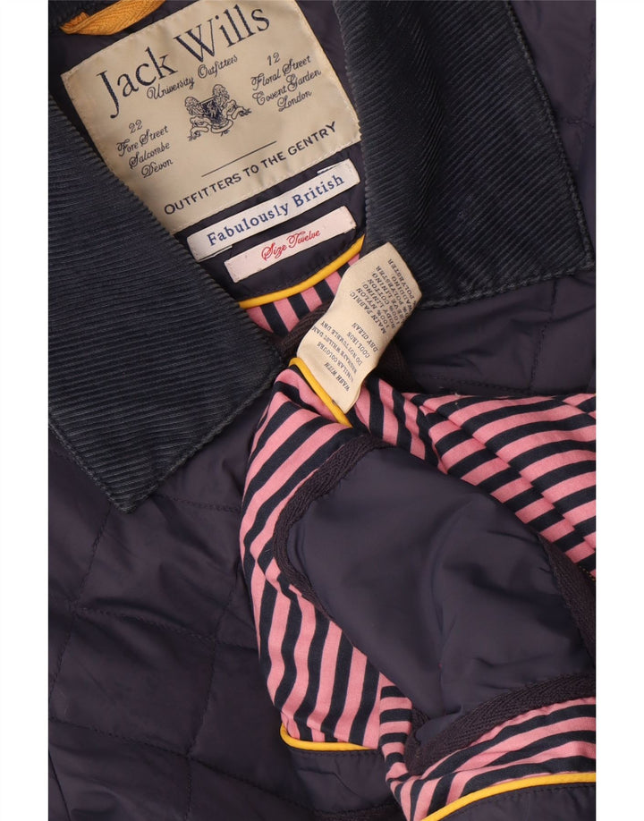 Jack Wills Veste matelassée pour femme UK 12 Medium Navy Blue Nylon