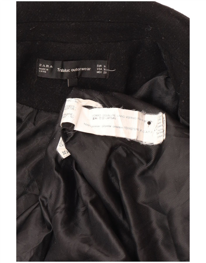 Zara Manteau croisé pour femme UK 12 Medium Noir Polyester