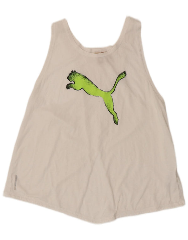 Puma Débardeur graphique pour femme UK 14 Large Blanc Polyester