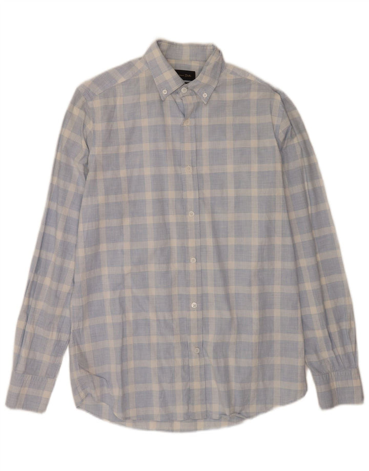 Massimo Dutti Chemise Homme Bleu Moyen Carreaux Coton