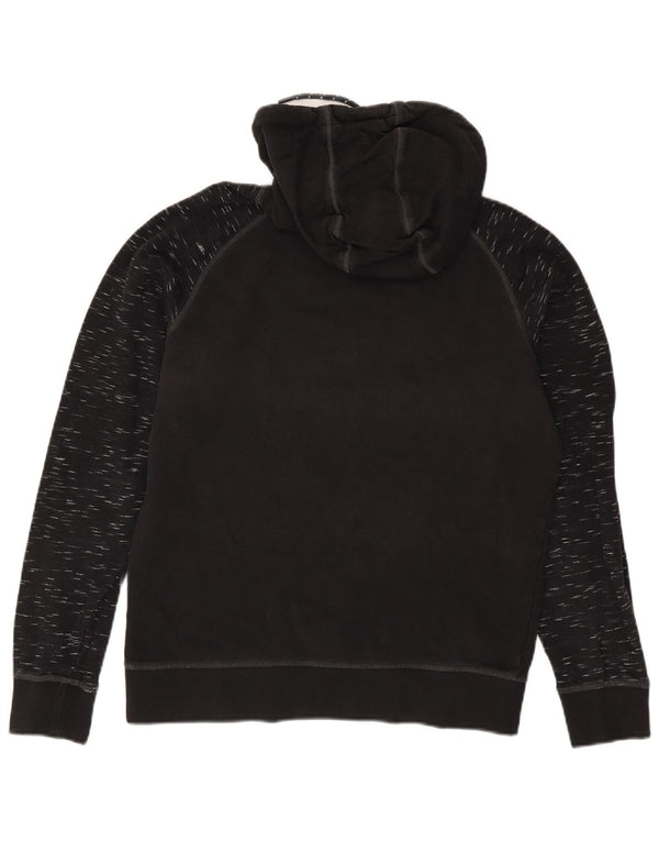 Jack & Jones Mens Graphic Hoodie Jumper Medium Black Flecked Cotton