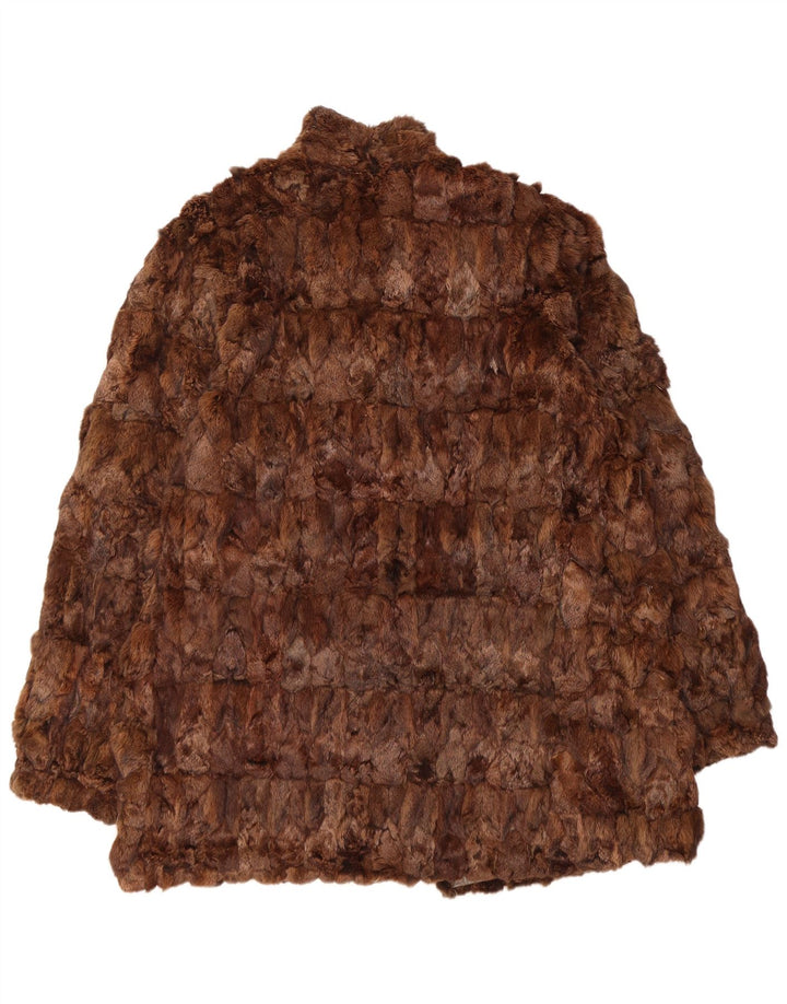 manteau en cuir réversible femme vintage UK 16 Grand cuir marron