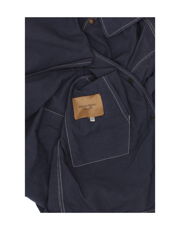 VINTAGE Veste bomber à capuche pour homme IT 50 Large Bleu Marine
