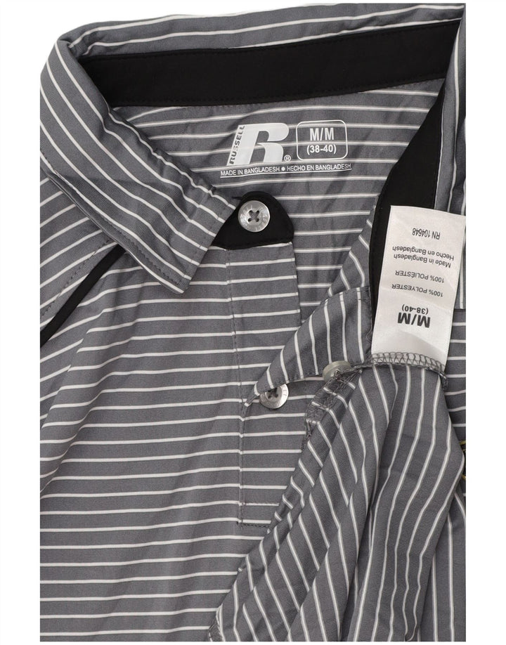 RUSSELL ATHLETIC Polo Homme UK 38/40 Gris Moyen Rayé Polyester