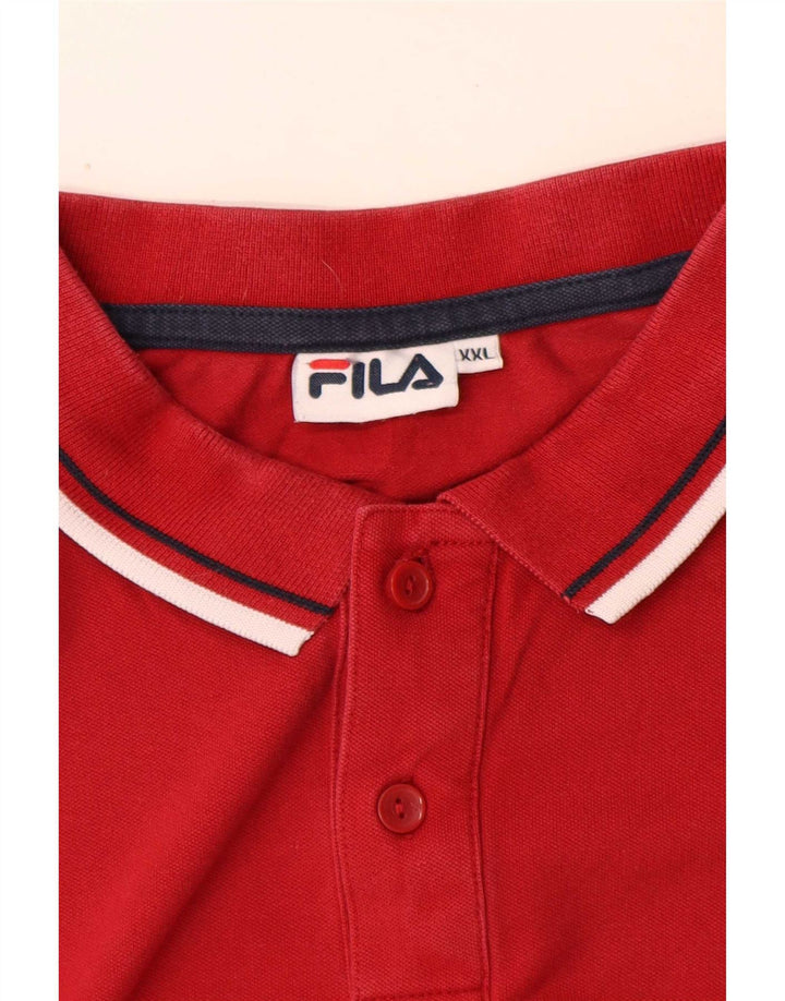 Fila Polo à manches longues pour homme 2XL Rouge rayé