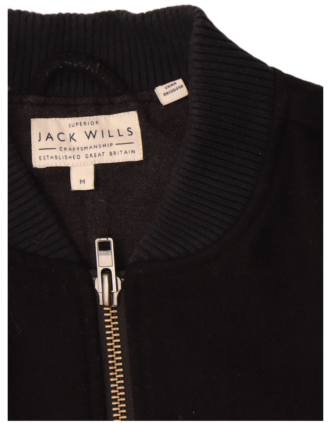 Jack Wills Veste Bomber Homme UK 38 Laine Bleu Marine Moyenne