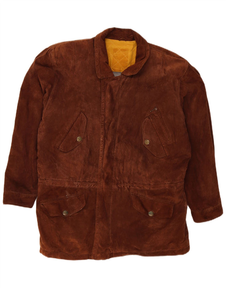 veste en daim homme vintage UK 42 XL Marron