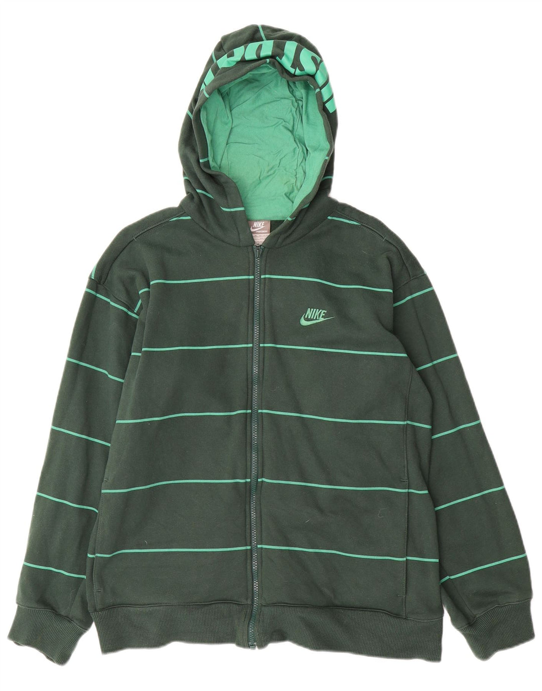 NIKE Pull à capuche zippé graphique pour garçon 13-14 ans XL en coton rayé vert