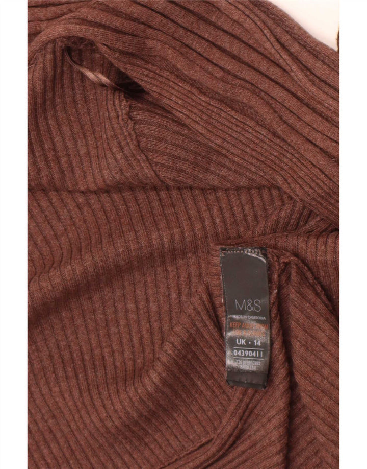 Marks & Spencer Pull cardigan ouvert asymétrique pour femme UK 14 Marron moyen