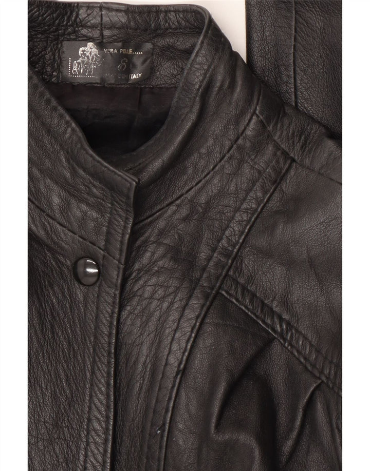 Veste en cuir femme vintage UK 14 Cuir noir moyen