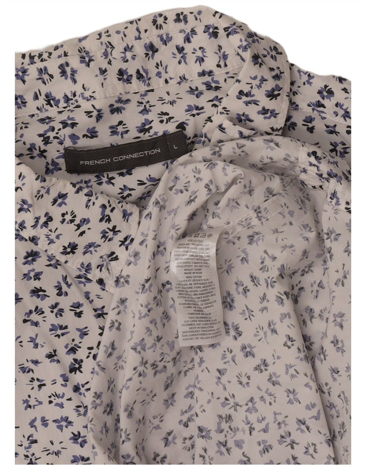 French Connection Chemise Regular Fit Homme Blanc Floral Coton