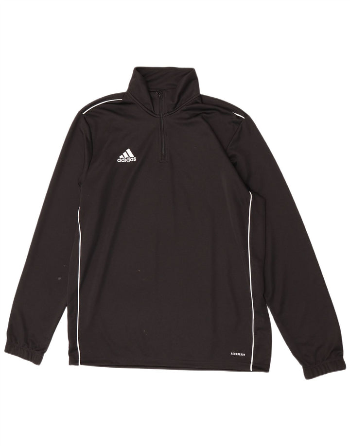 Adidas Hommes Aeroready Zip Neck Pull Survêtement Top Large Noir Polyester