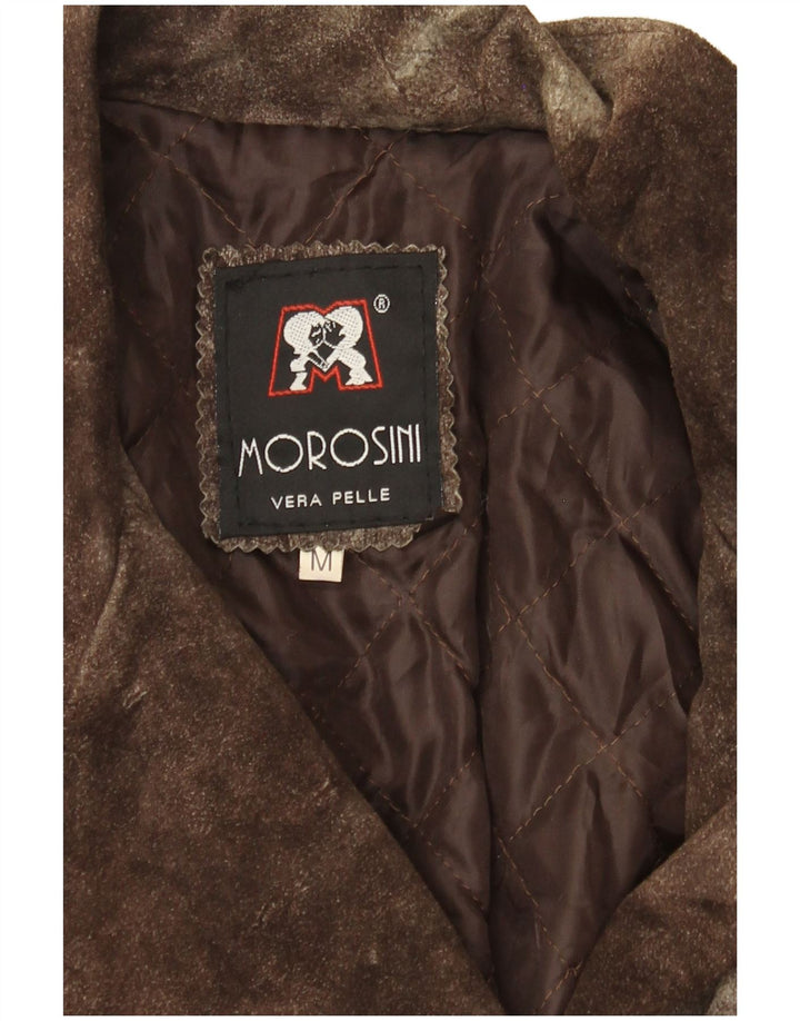 Morosini Manteau double boutonnage en daim pour femme UK 14 Cuir marron moyen