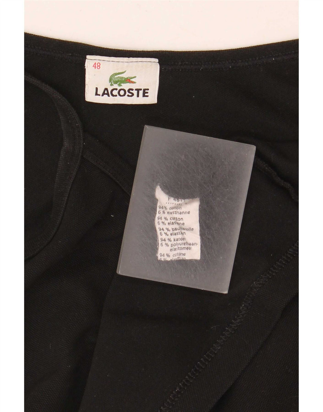 Lacoste Femme Cami Top Taille 48 XL Coton Noir